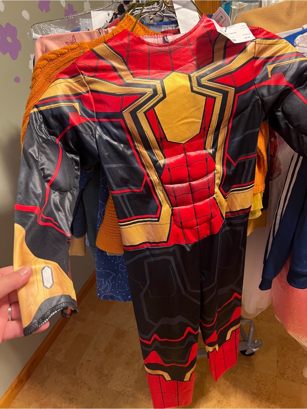Spiderman Kids Red, Black & Gold Superhero Jumpsuit Costume